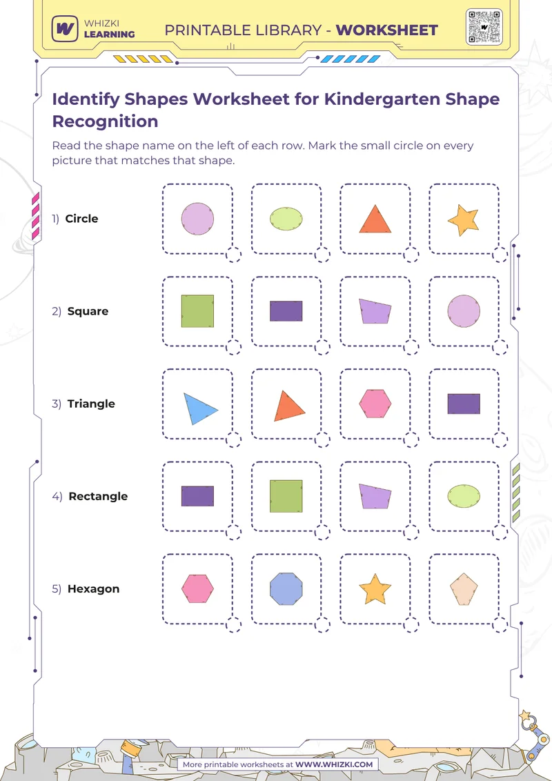Identify Shapes Worksheet for Kindergarten Shape Recognition