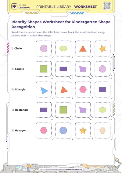 Identify Shapes Worksheet for Kindergarten Shape Recognition
