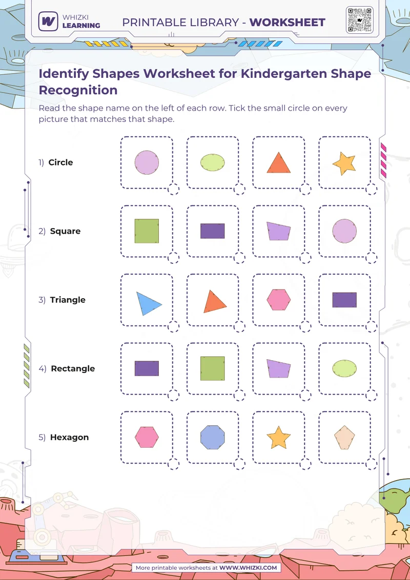 Identify Shapes Worksheet for Kindergarten Shape Recognition