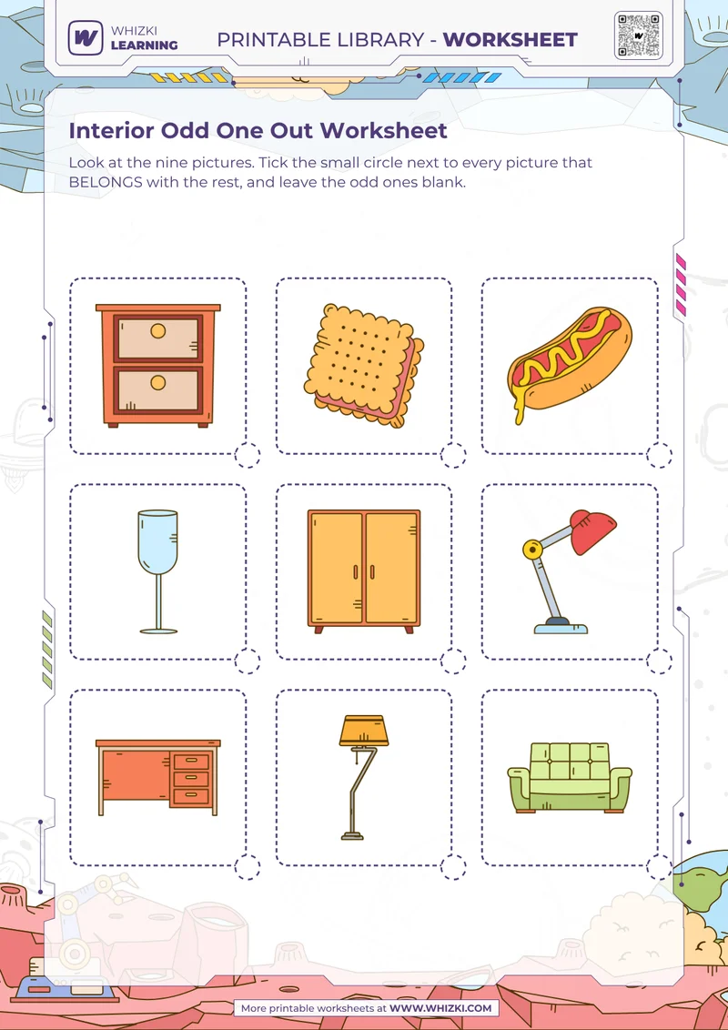 Interior Odd One Out Worksheet