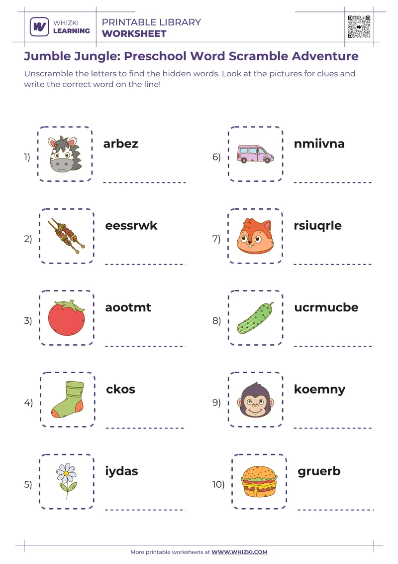 Jumble Jungle: Preschool Word Scramble Adventure