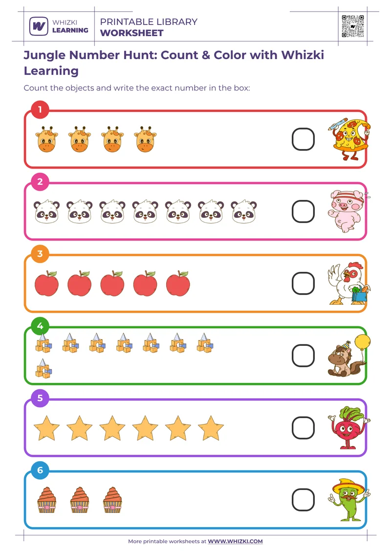 Jungle Number Hunt: Count & Color with Whizki Learning