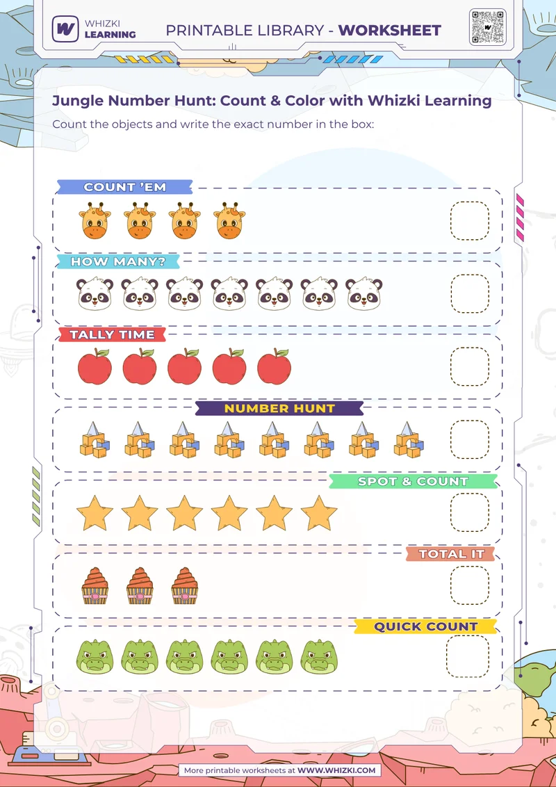 Jungle Number Hunt: Count & Color with Whizki Learning