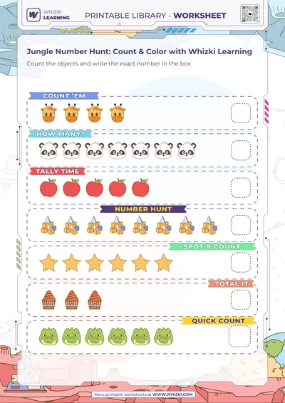 Jungle Number Hunt: Count & Color with Whizki Learning