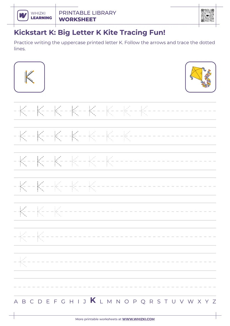 Kickstart K: Big Letter K Kite Tracing Fun!