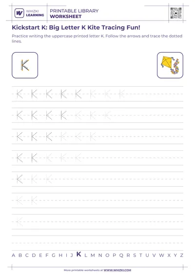 Kickstart K: Big Letter K Kite Tracing Fun!