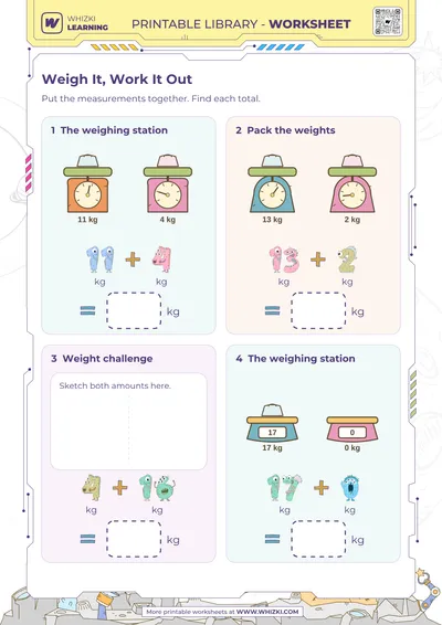 Kilogram Addition Measurement Worksheet