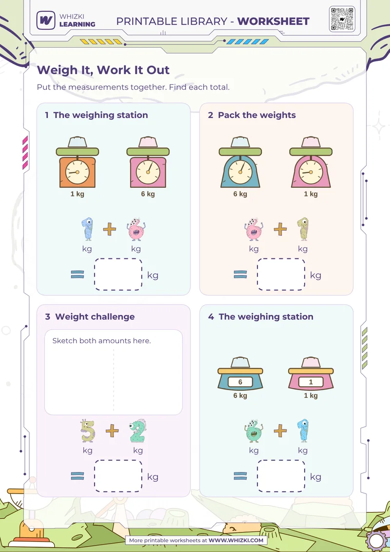 Kilogram Addition Measurement Worksheet
