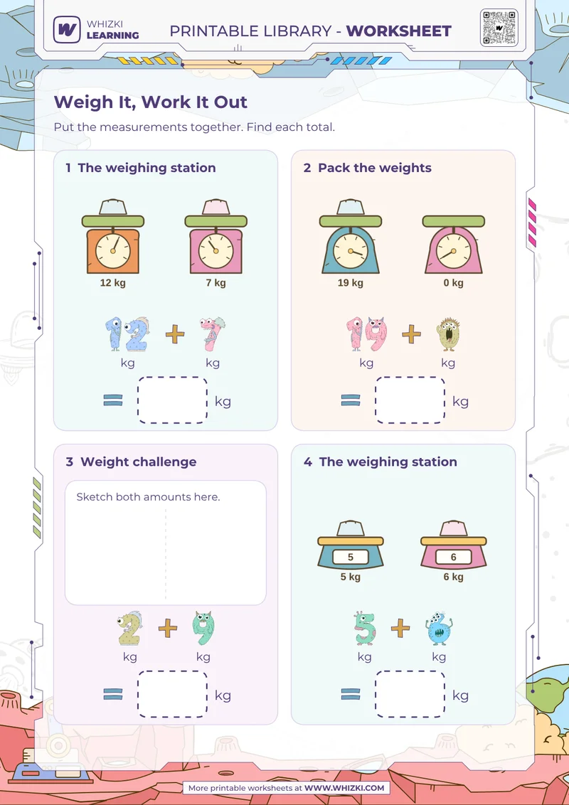 Kilogram Addition Measurement Worksheet