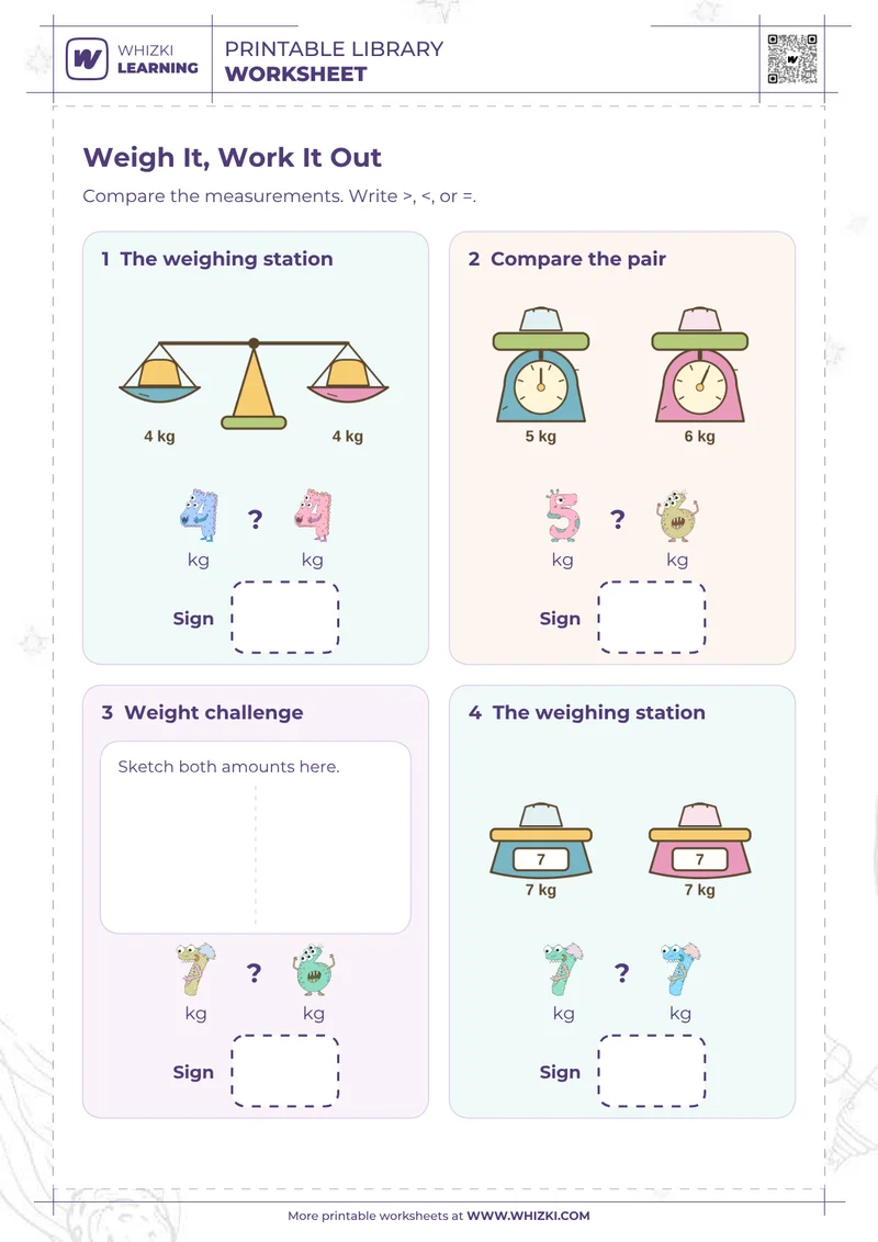 Kilogram Comparison Math Worksheet