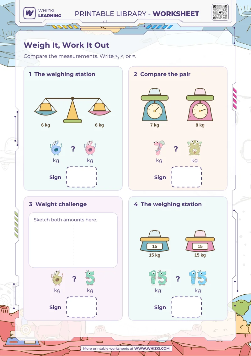 Kilogram Comparison Math Worksheet