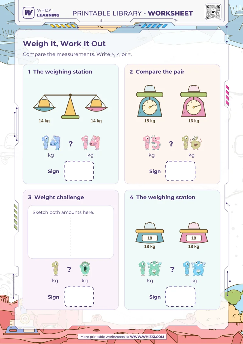 Kilogram Comparison Measurement Worksheet