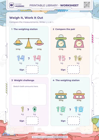 Kilogram Comparison Measurement Worksheet