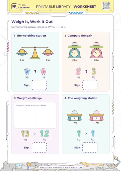 Kilogram Comparison Worksheet