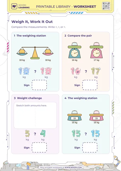 Kilogram Comparison Worksheet