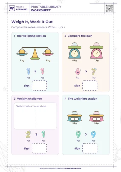 Kilogram Comparison Worksheet