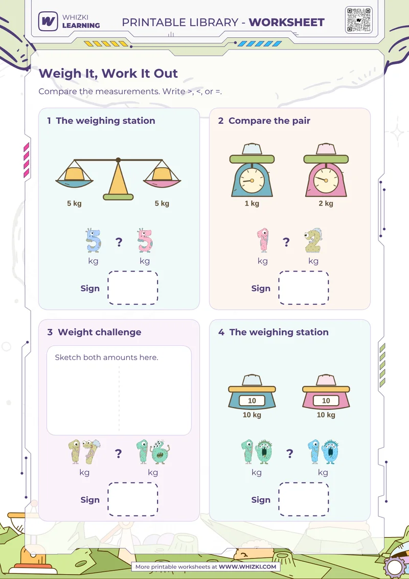 Kilogram Comparison Worksheet for First Grade