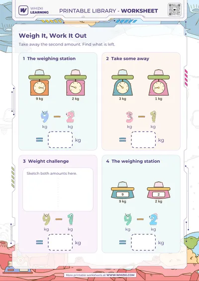 Kilogram Subtraction Worksheet