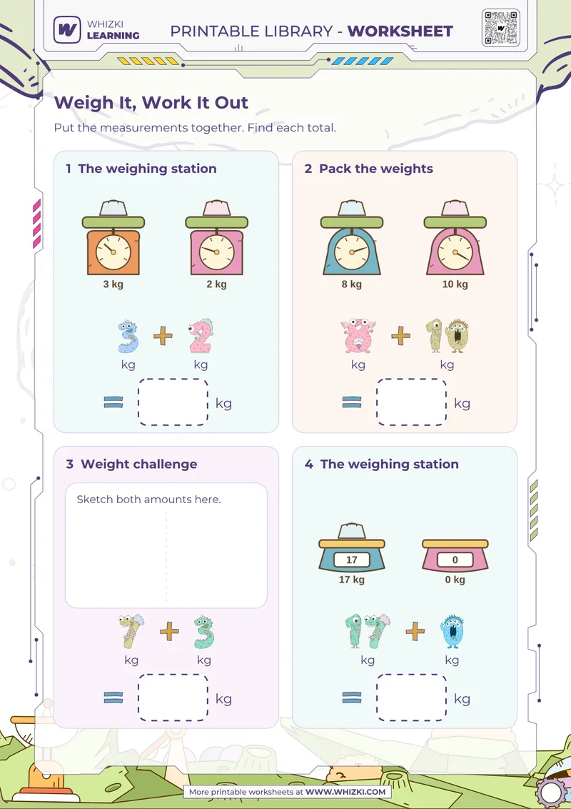 Kilograms Addition Worksheet