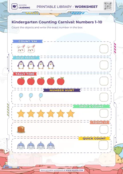 Kindergarten Counting Carnival: Numbers 1–10