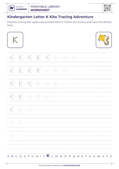Kindergarten Letter K Kite Tracing Adventure