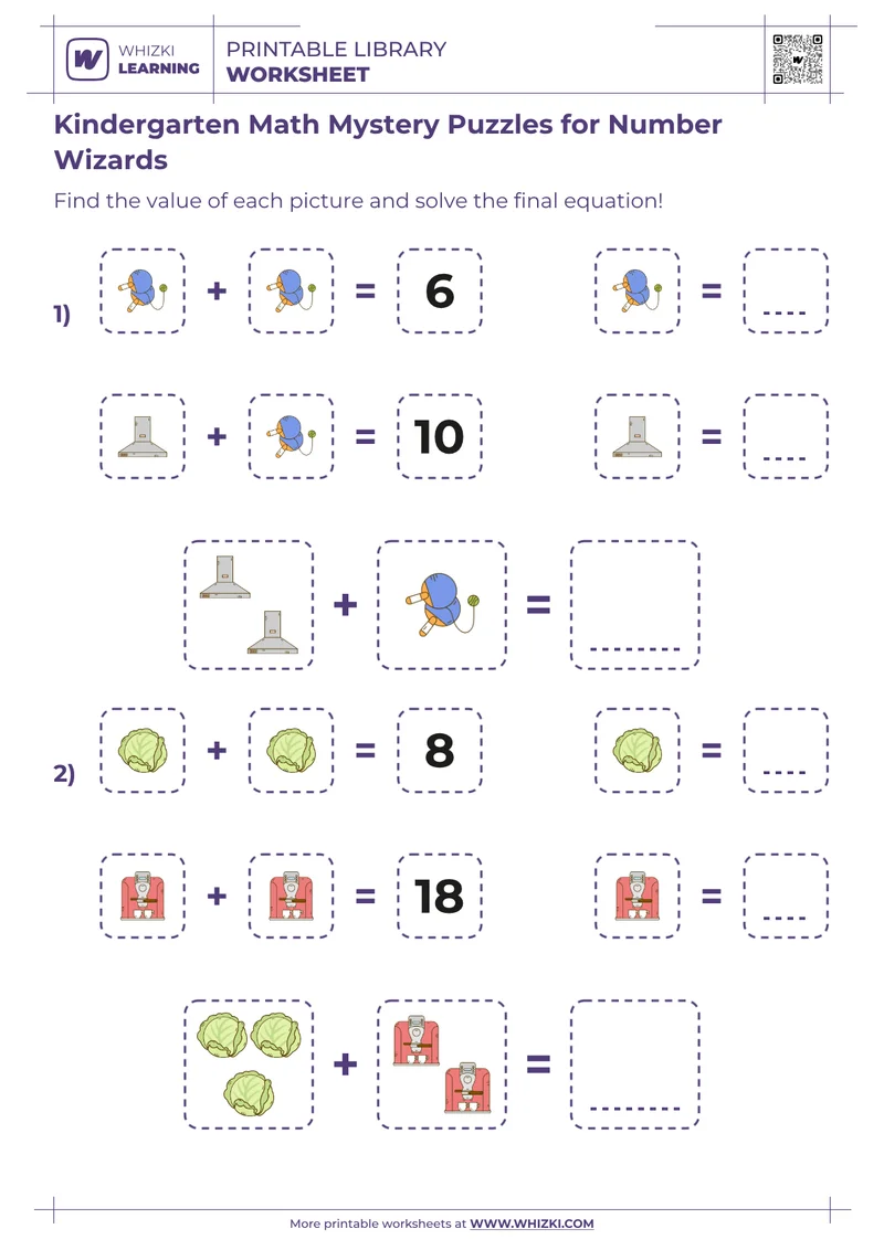 Kindergarten Math Mystery Puzzles for Number Wizards