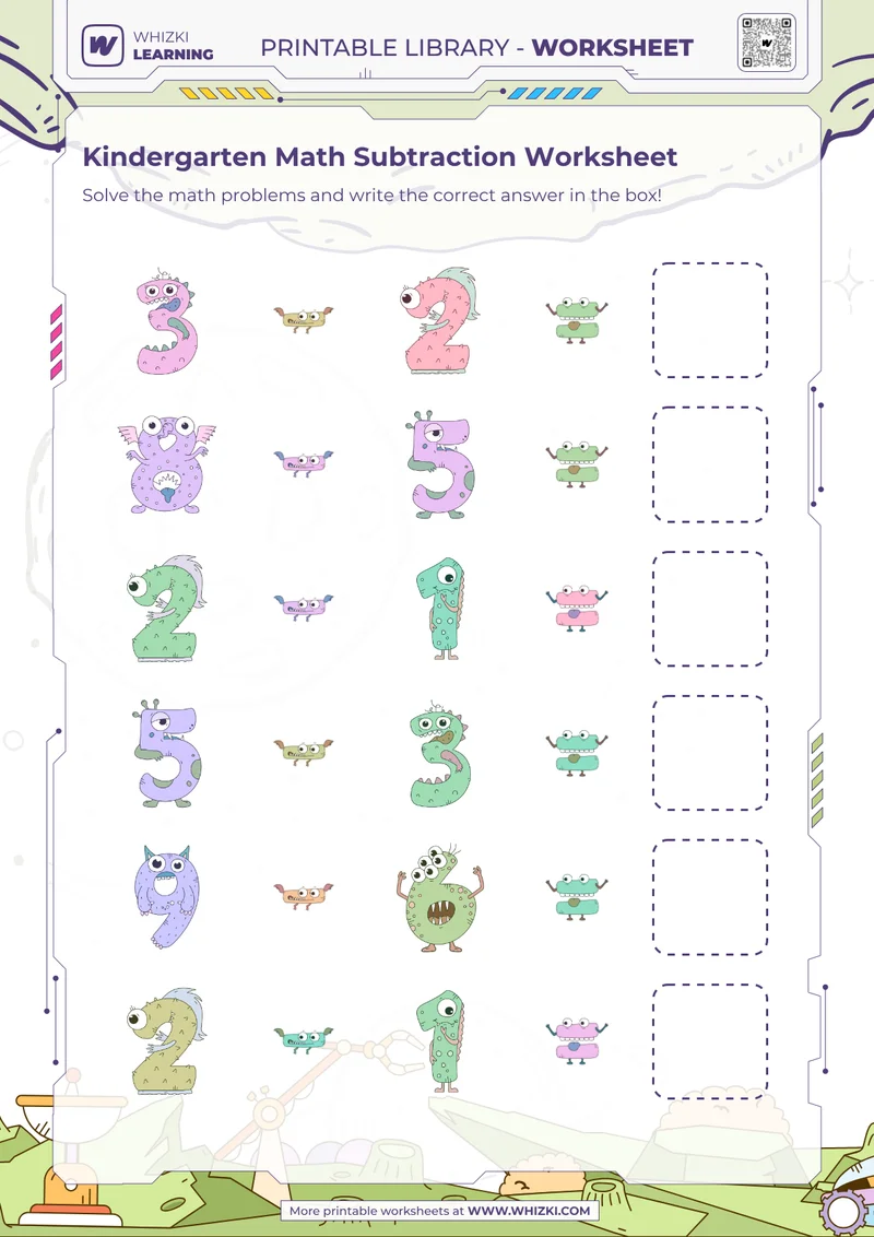 Kindergarten Math Subtraction Worksheet