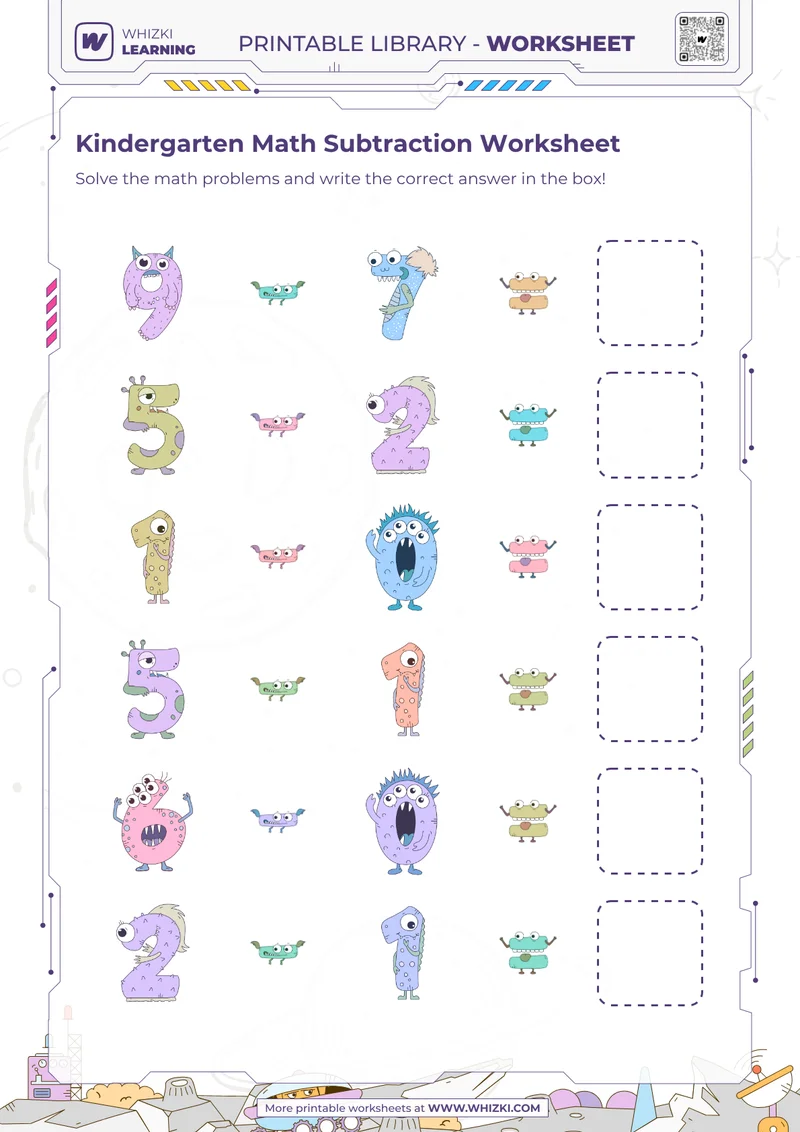 Kindergarten Math Subtraction Worksheet