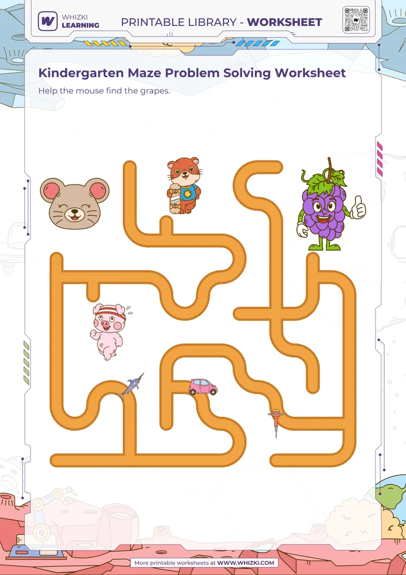 Kindergarten Maze Problem Solving Worksheet