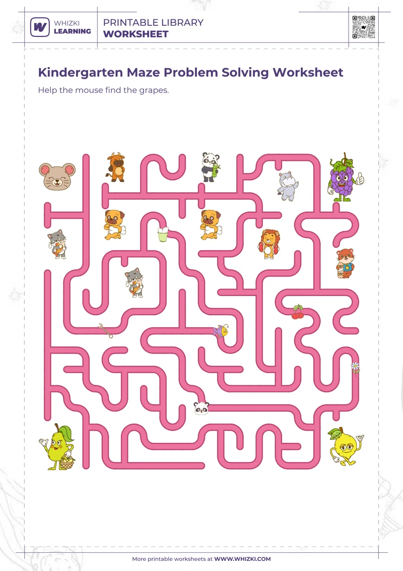 Kindergarten Maze Problem Solving Worksheet