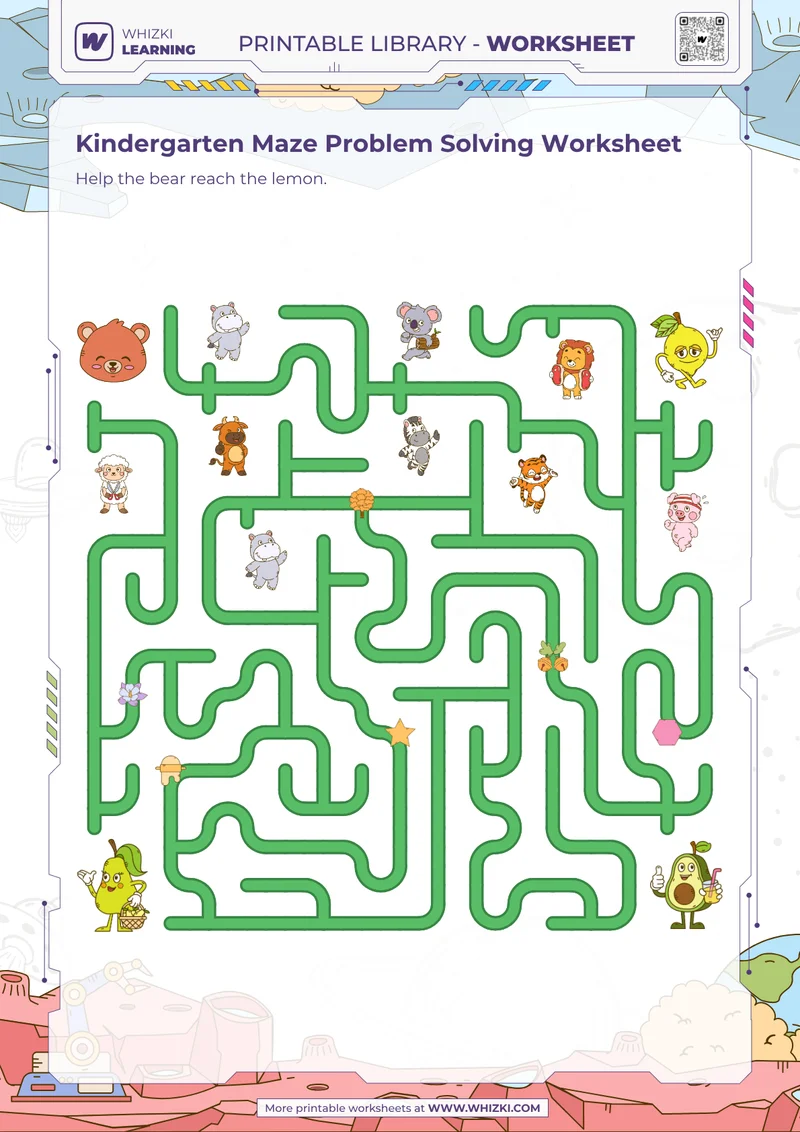 Kindergarten Maze Problem Solving Worksheet
