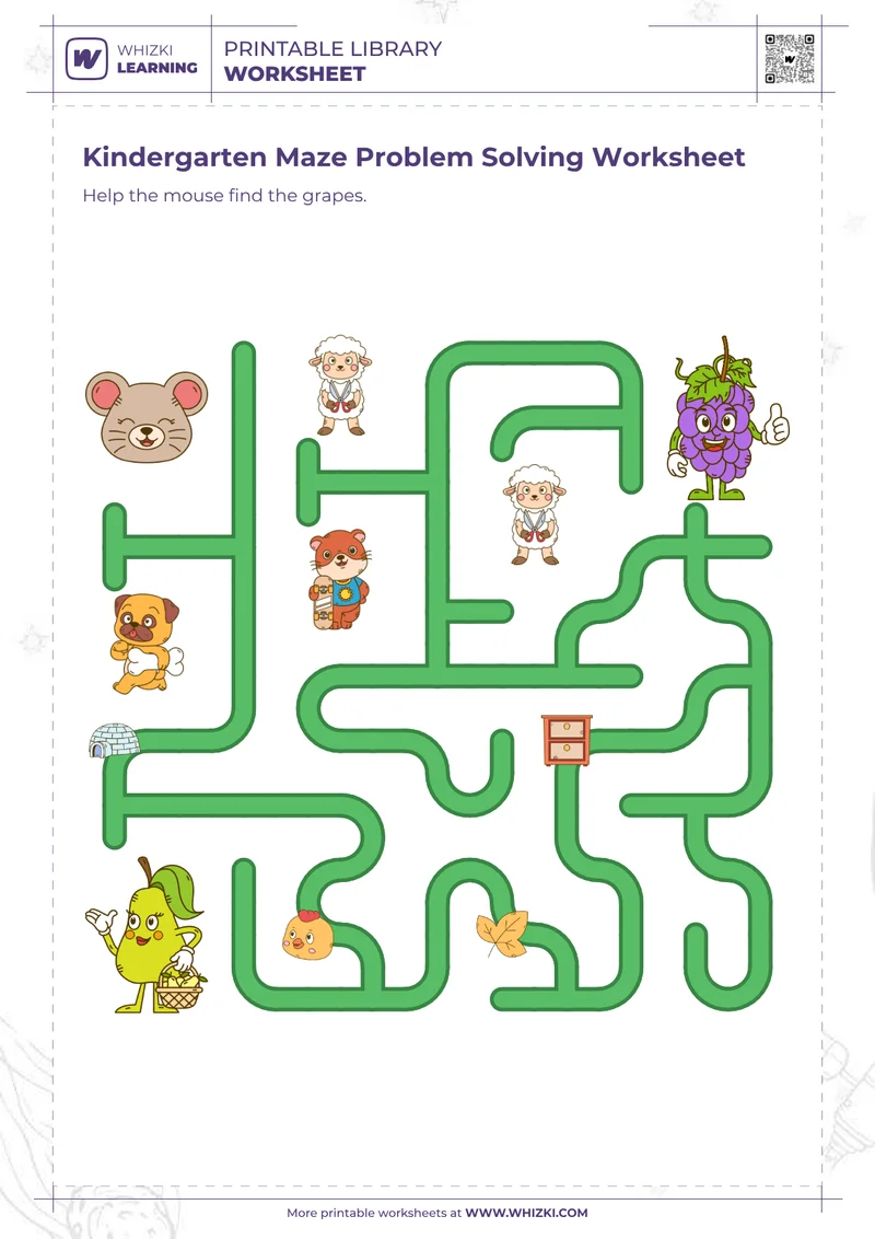 Kindergarten Maze Problem Solving Worksheet