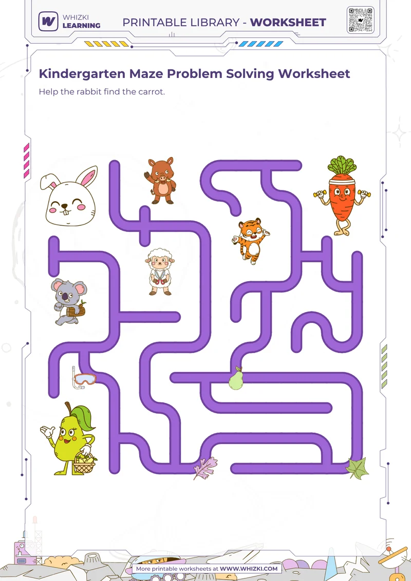 Kindergarten Maze Problem Solving Worksheet