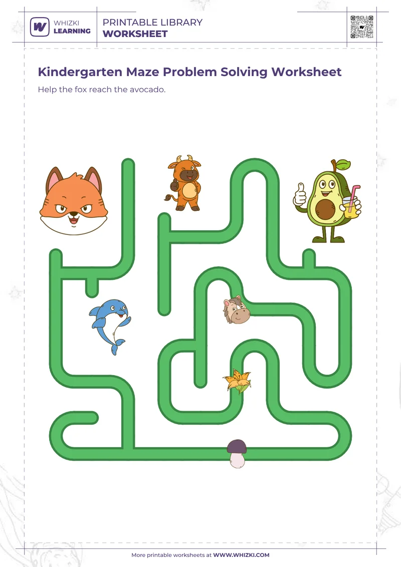 Kindergarten Maze Problem Solving Worksheet