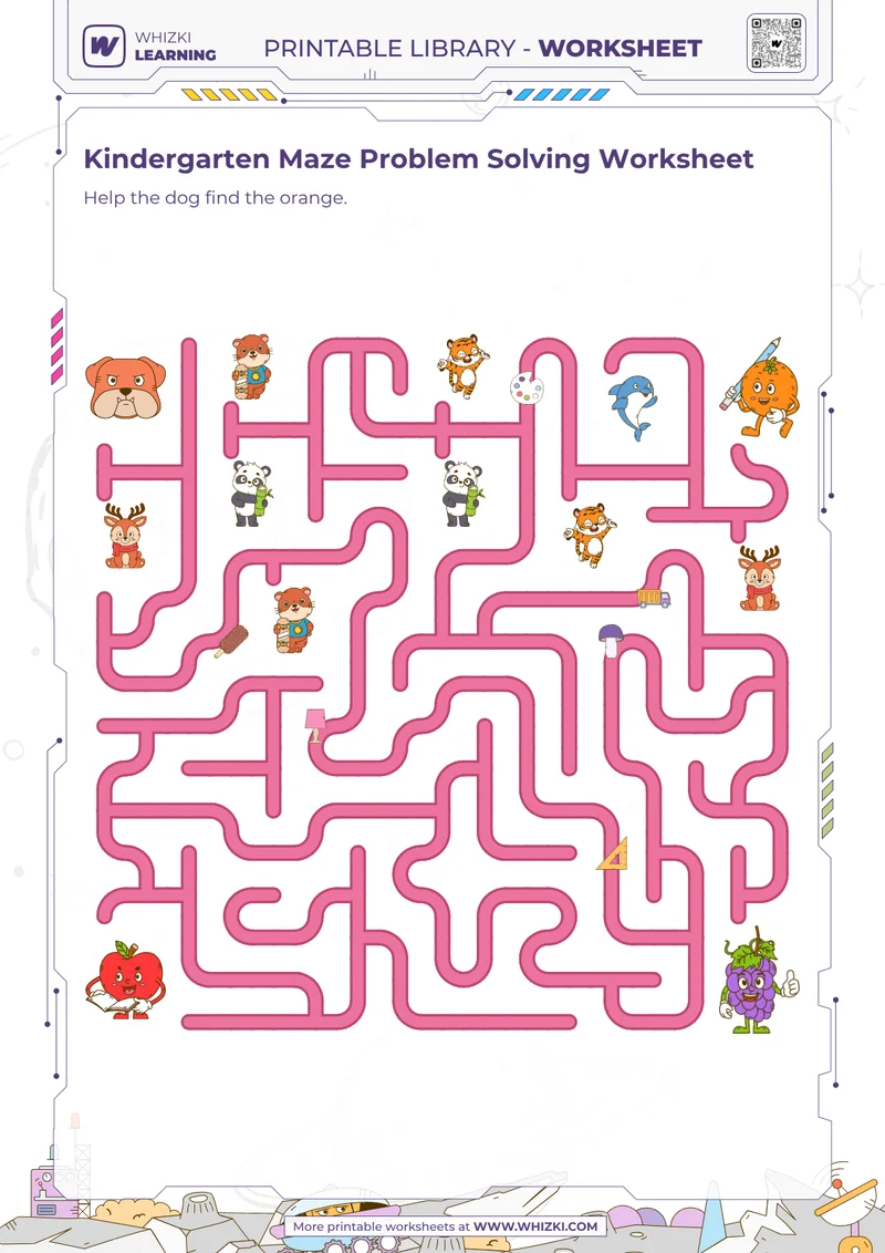 Kindergarten Maze Problem Solving Worksheet