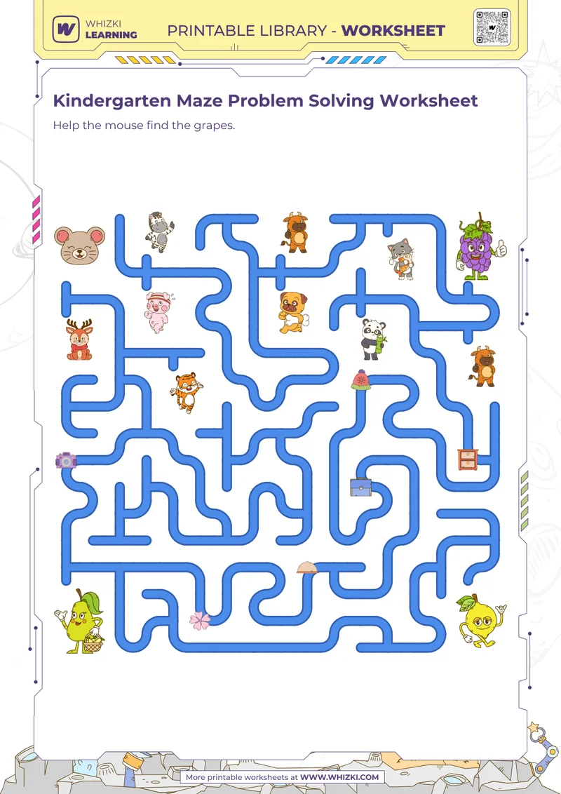 Kindergarten Maze Problem Solving Worksheet