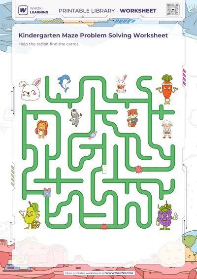 Kindergarten Maze Problem Solving Worksheet