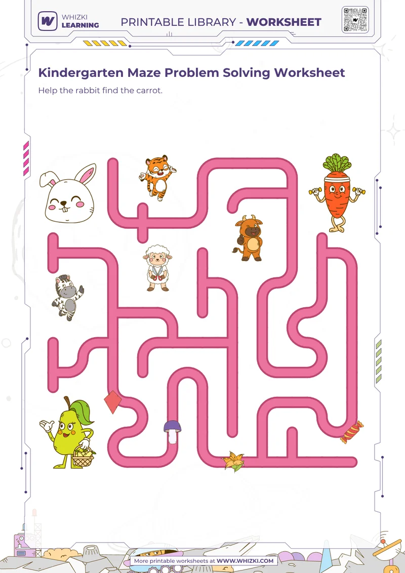Kindergarten Maze Problem Solving Worksheet