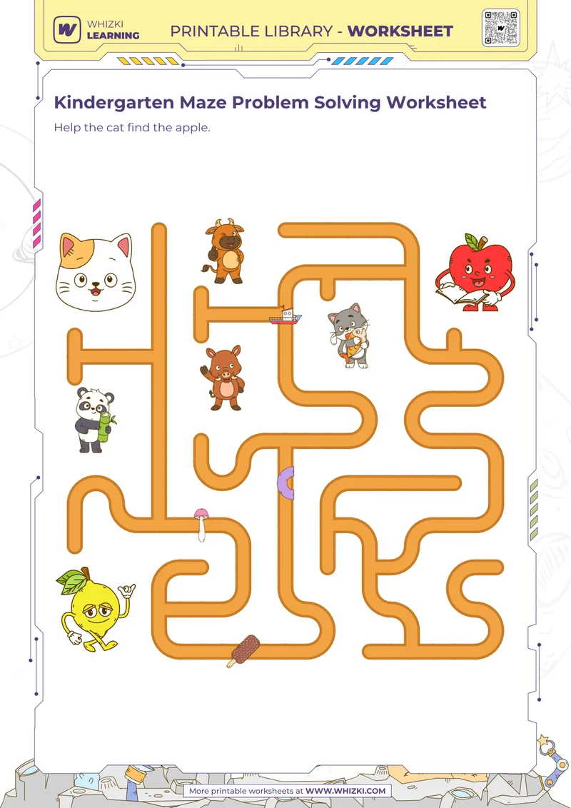 Kindergarten Maze Problem Solving Worksheet