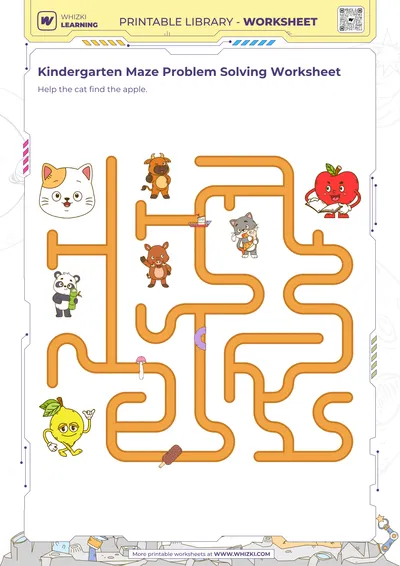 Kindergarten Maze Problem Solving Worksheet