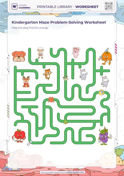 Kindergarten Maze Problem-Solving Worksheet