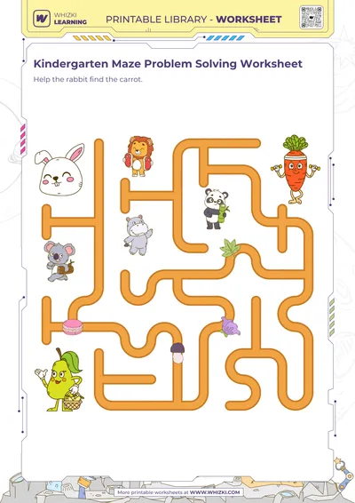 Kindergarten Maze Problem Solving Worksheet