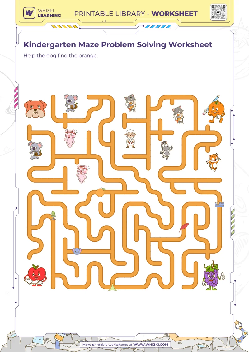 Kindergarten Maze Problem Solving Worksheet