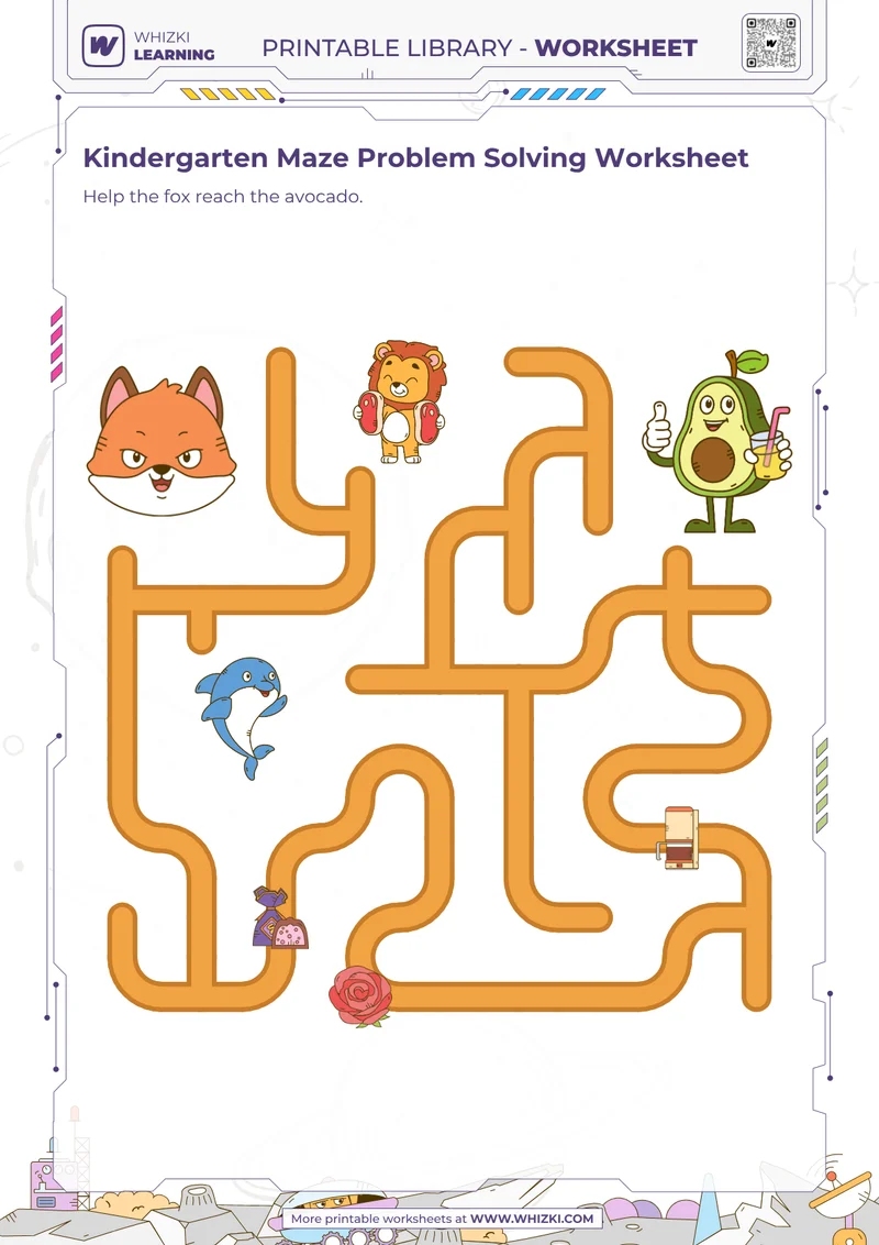 Kindergarten Maze Problem Solving Worksheet
