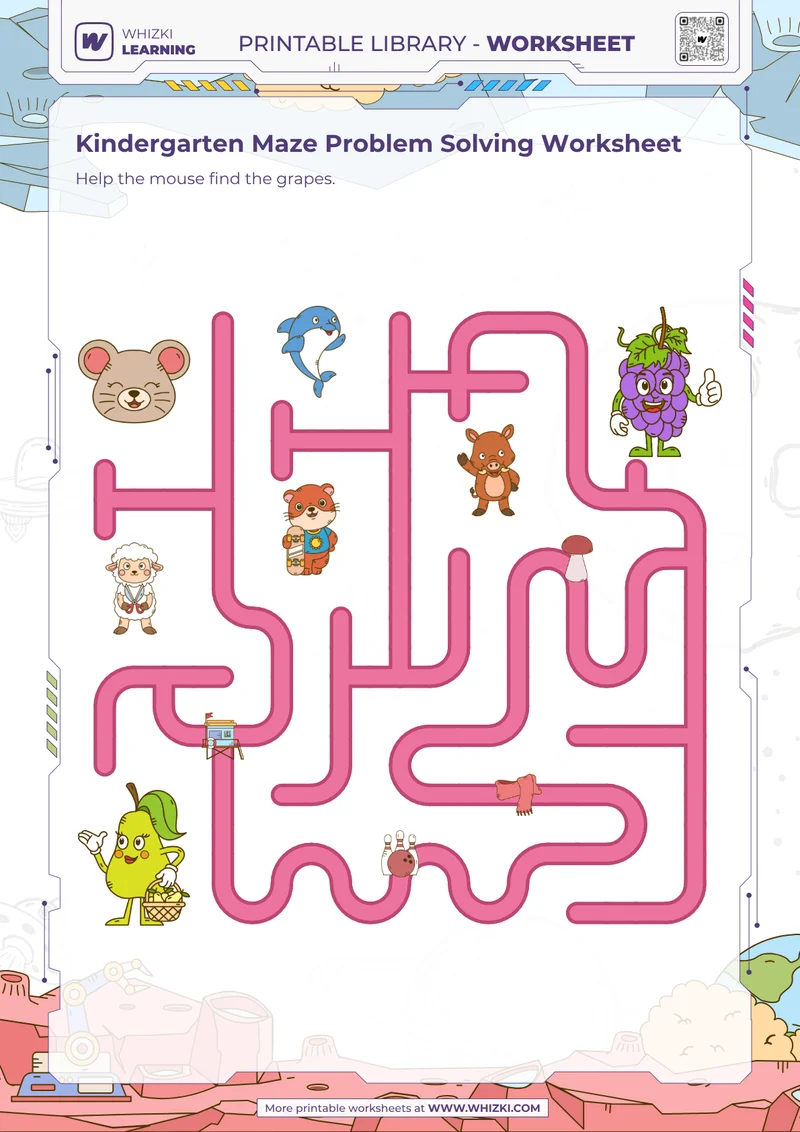 Kindergarten Maze Problem Solving Worksheet
