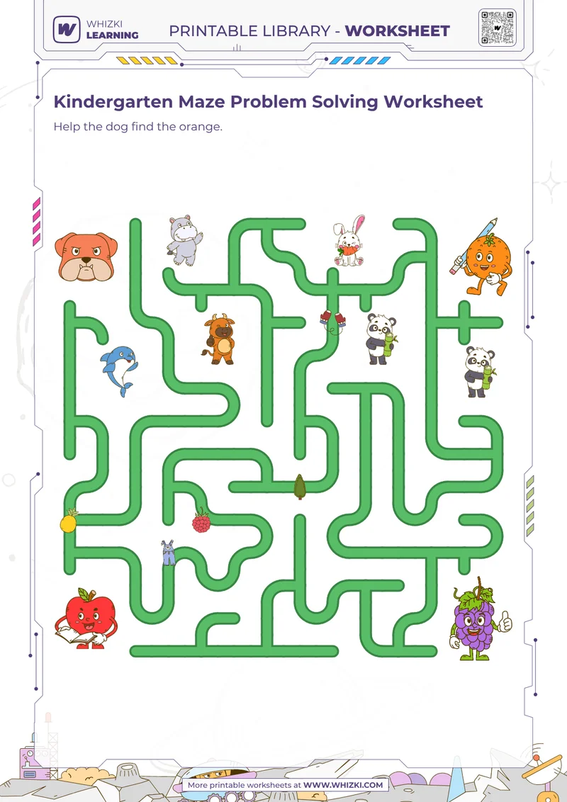 Kindergarten Maze Problem Solving Worksheet