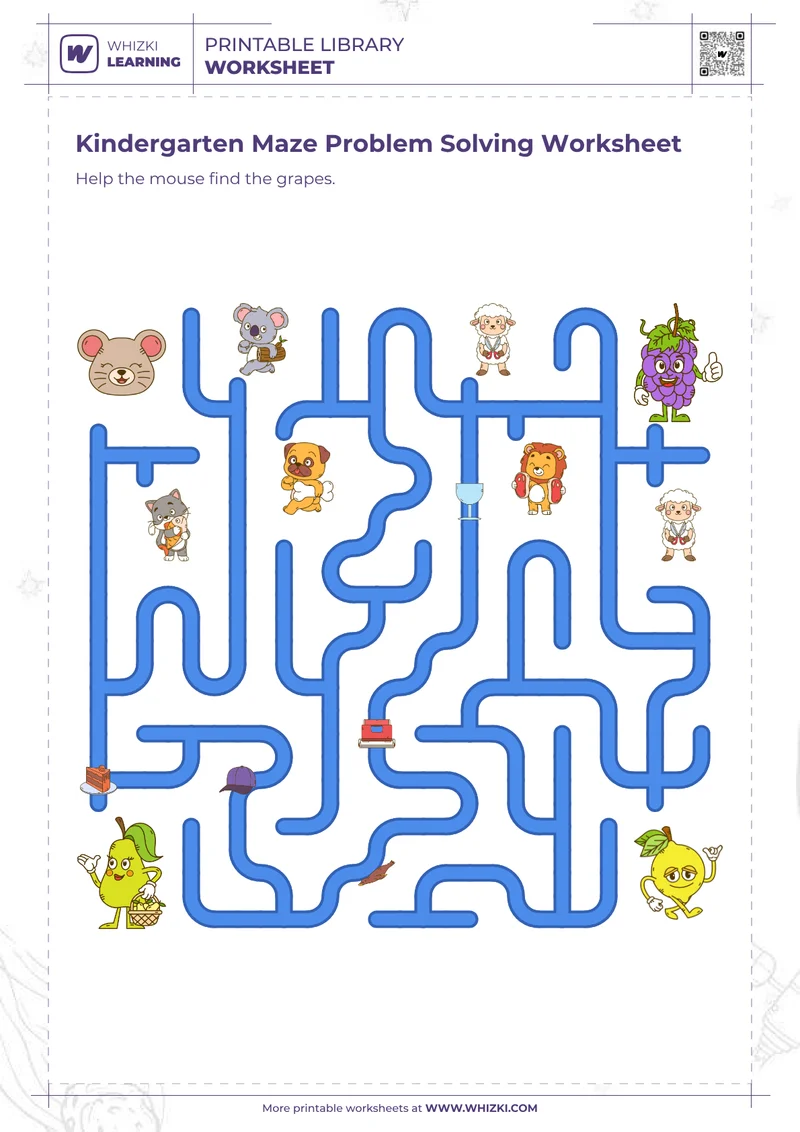 Kindergarten Maze Problem Solving Worksheet