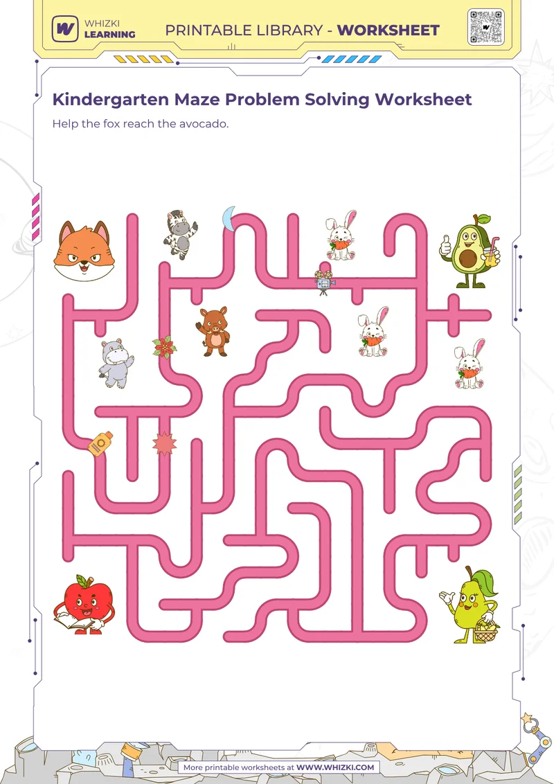 Kindergarten Maze Problem Solving Worksheet