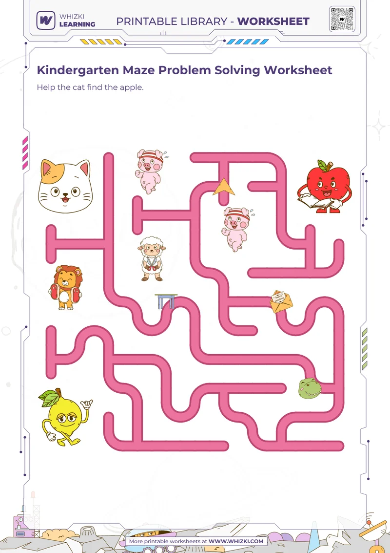 Kindergarten Maze Problem Solving Worksheet