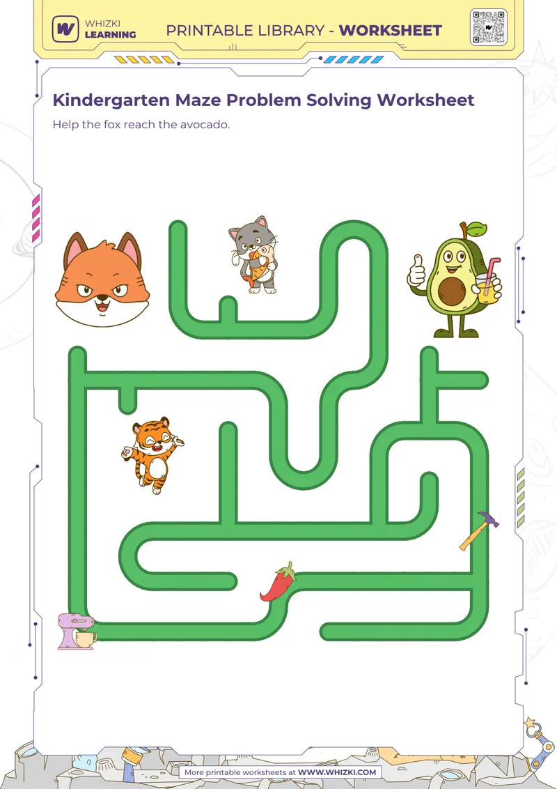 Kindergarten Maze Problem Solving Worksheet